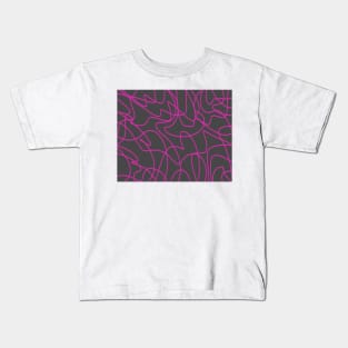 Line Art: Neon Pink on Gray Kids T-Shirt